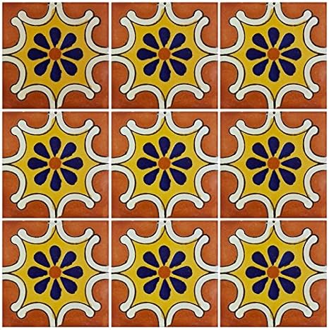 Ceramic Talavera Mexican Tile 4x4, 9 Pieces (NOT Stickers) A1 Export Quality! - EX17