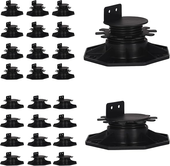 24Pack Decking Pedestal Adjustable, Decking Feet Decking Riser Bearing Support Height Adjustable, Plastic Floor Lift Base Supports for Wood, WPC, Aluminium and DIY Projects (30-60mm)