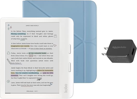 Kobo Libra Colour White eReader with Case Bundle