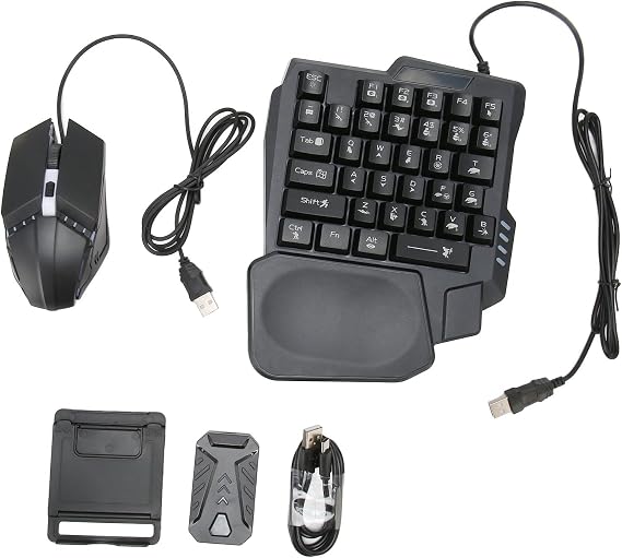 Gaming Keyboard and Mouse Combo, 4 in 1 Mobile Game Combo Pack Mobile Gamepad Controller, Backlit Keyboard, Mouse Converter