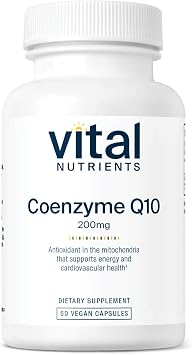 Vital Nutrients CoQ10 200mg - Vegan Supplement - Potent Antioxidant of CoEnzyme Q10 to Support Heart Health and Energy Levels* - Gluten, Dairy and Soy Free - Non-GMO - 60 Capsules