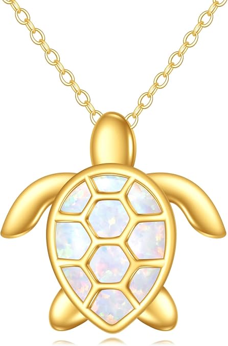 KECHO Pig/Hummingbird/Owl/Wolf/Cat Paw Pendant Necklace,14k Yellow Gold Fine Animal Necklace Jewelry Gifts for Women Gold Chain Length 16+1+1"