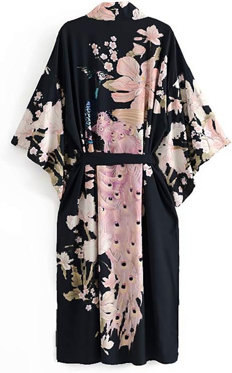 Applesauce - 808V - Plus Size Women's Kimono Long Robe - Vintage Floral (One-Size fits most US 1X 2X 3X)