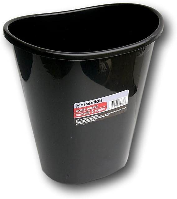 Greenbrier International Essentials Black Plastic Oval Wastebasket - 7 Qt.
