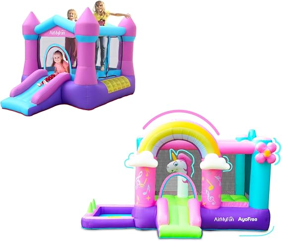 AirMyFun Unicorn Bounce House and Pink Bounce House
