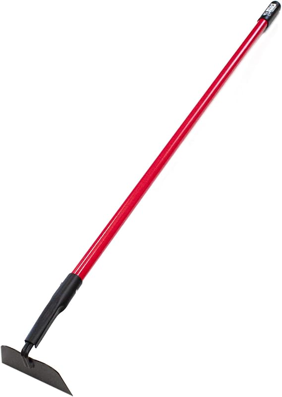 BULLY TOOLS 12-Gauge Garden Hoe for Gardening, Heavy Duty Draw Hoe for Weeding, Cultivating and Turning Soil, 58" Fiberglass Long Handle Weed Puller Tool, Garden Tools 100% Made in USA