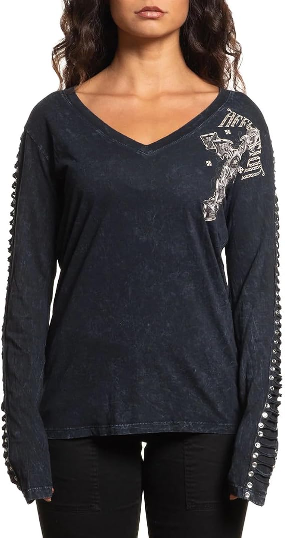 Affliction Women's Long Sleeve 2FER T-Shirt