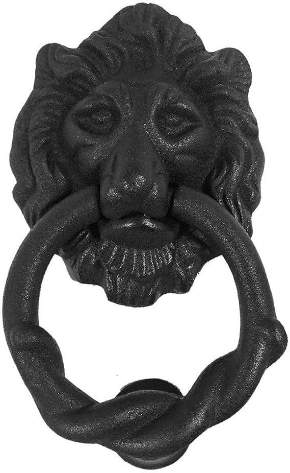 Renovators Supply Manufacturing Cast Iron Lion Door Knocker Black Finish 6.25" Front Entry Hardware