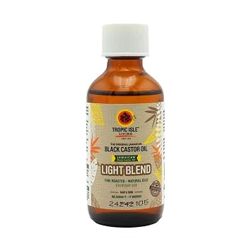 Tropic Isle Living Light Blend Jamaican Black Castor Oil 2 fl oz | Lightweight Nourishing Oil with Vitamin E & Omega Fatty Acids | Strengthens, Moisturises & Conditions Hair, Skin, Brows & Lashes