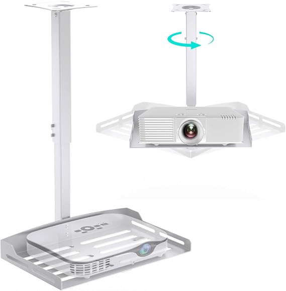 Universal Projector Ceiling Mount with Tray - White