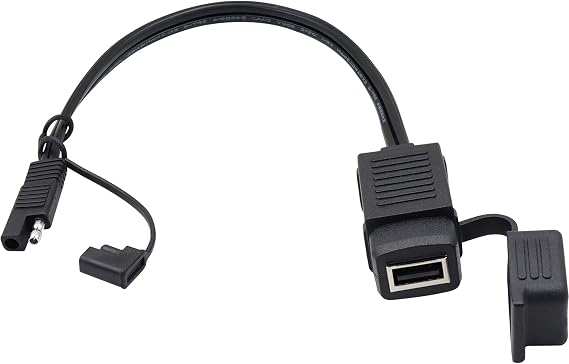 GELRHONR SAE Quick Connector to USB Adapter Motorcycle Cable, 5V 2.1A USB Port Power Socket with Waterproof Cover,Compatible with Smart Phone Tablet GPS Charge On Motorcycle12-24V -36CM