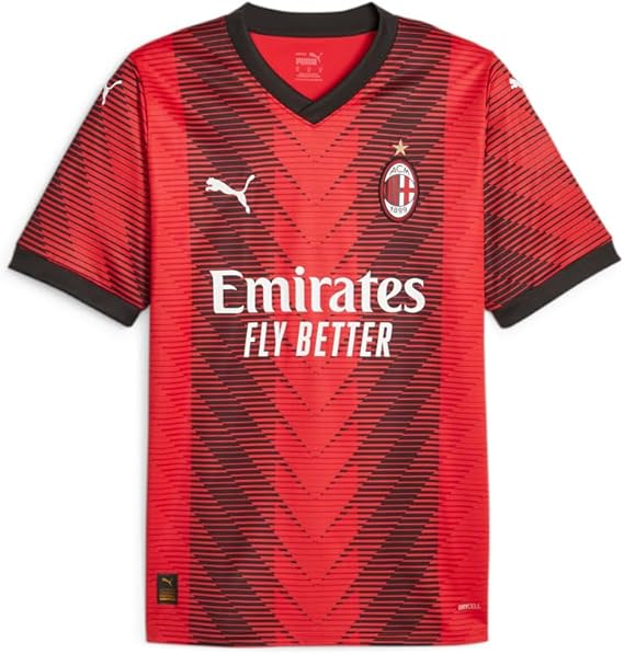 Puma Men's AC Milan Home Jersey 23/24 (as1, Alpha, x_l, Regular, Regular) Red/Black