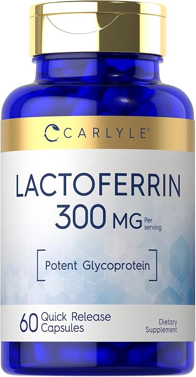 Carlyle Lactoferrin 300mg | 60 Capsules | Potent Glycoprotein from Bovine | Non-GMO, Gluten Free Supplement