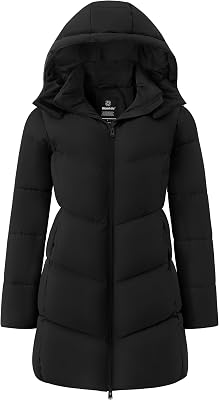 wantdo Womens Warm Winter Coat Hooded Puffer Jacket Long Parka Available in Plus Size