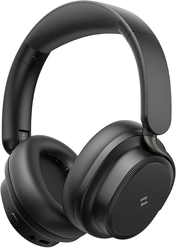 havit SPACE NC01H Hybrid Active Noise Cancelling Headphones, Over Ear Bluetooth Headphones with 4 Mic ENC, 132H Playtime, Foldable Overhead Headphones with Deep Bass, Bluetooth 6, App Control