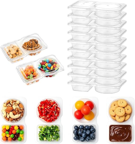 10Pack Leakproof Food Storage Containers Double Compartment Snack Containers with Lids for School Lunch Boxes & Snack Boxes - Stackable Storage Lunch Boxes