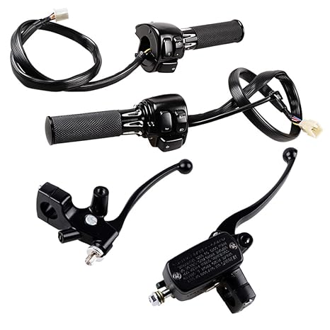 1" Handlebar Headlight Horn Turn Signal Light Switch + Left Clutch Lever + Right Hydraulic Brake Master Cylinder Compatible with 1996-2012 Harley Sportster XL XR Dyna V-Rod VRSC Touring
