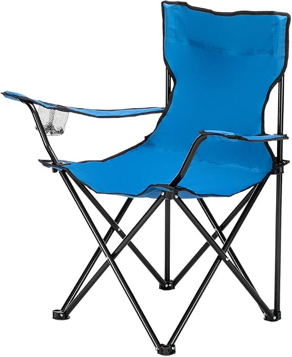 Portable Folding Camping Chair,Portable Lightweight Lawn Camp Beach Sports Chairs with Arm Rest Cup Holder and Carrying and Storage Bag (Blue)
