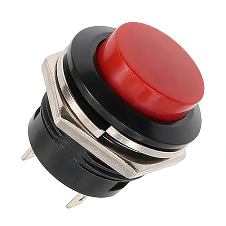 Momentary Push Button Switch, 12v 5A Momentary Switch Push Button for Classic Cars Horn & Screen Wash (Red)