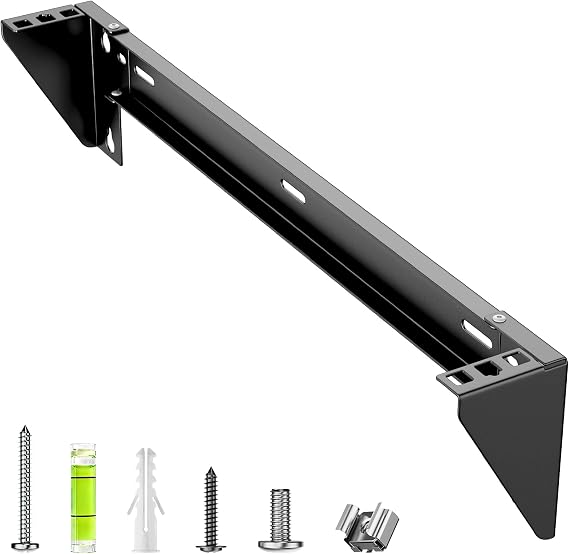 1U Vertical Wall-Mount Rack - 19" Steel Wall & Under-Desk Bracket for Server, Network Switch, or Patch Panel, Supports up to 121lbs, for Cabinet or Server Room, JHSVR-1U
