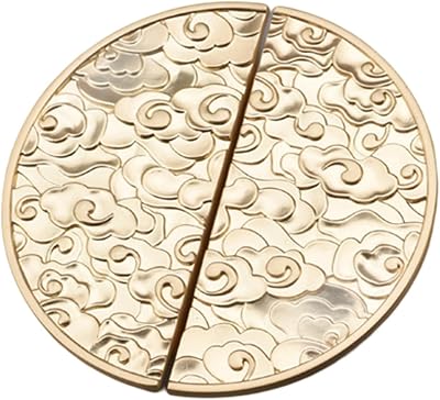 2PCS Antique Round Plate Pulls Handles, Cabinet Handles Half Moon Cabinet Pulls Vintage Style Drawer Pulls Zinc Alloy New Chinese Style Brass, Diameter: 4.7inch