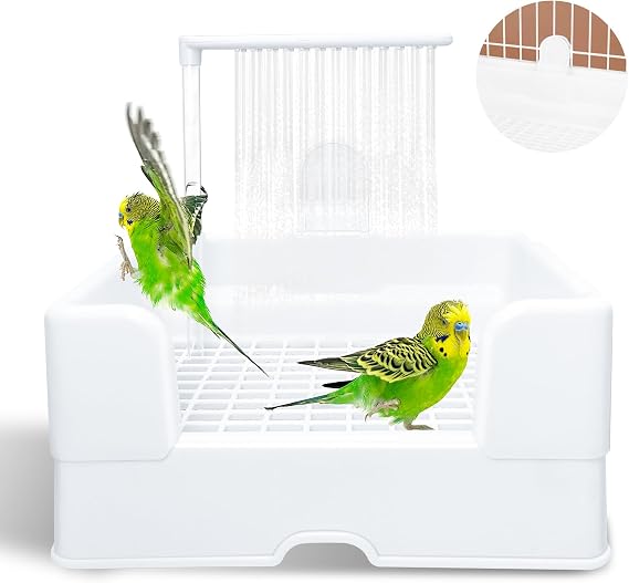 Parakeet Bath, Parrot Bird Bathtub for Cage,Parrot Automatic Bathtub with Shower,for Parakeet/Psittacus Erithacus/Lovebirds/Budgies