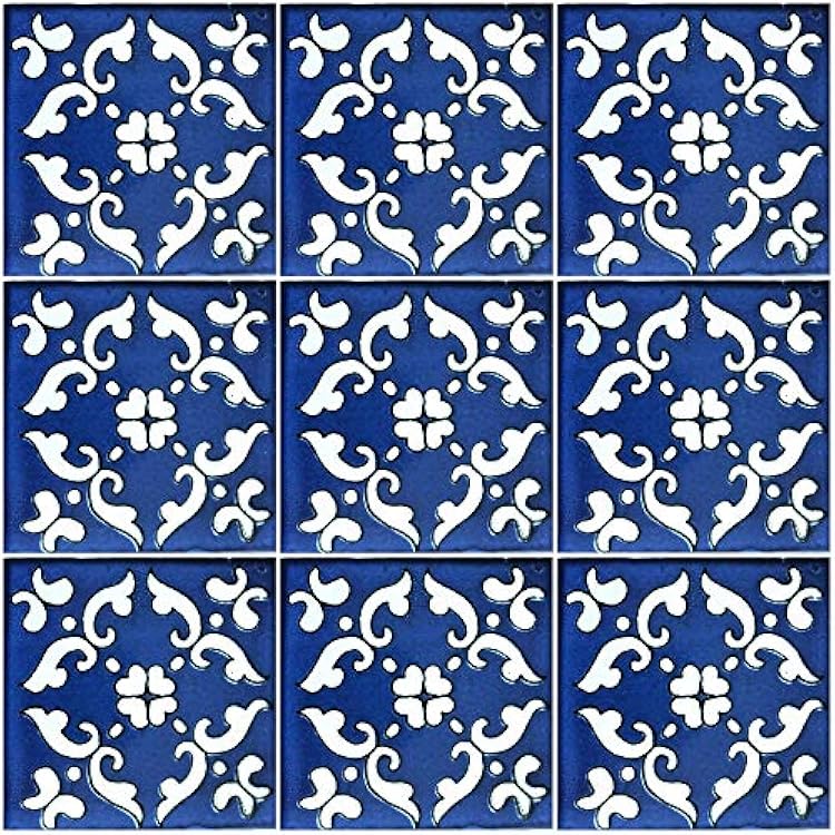 Ceramic Talavera Mexican Tile 4x4, 9 Pieces NOT Stickers A1 Export Quality! - EX405B