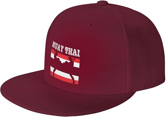 Muay Thai Thailand Flag Flat Bill Visor Snapback Hat Adjustable Brim High Top Baseball Cap