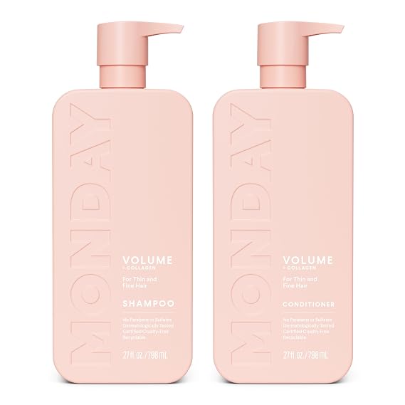 MONDAY HAIRCARE Volume Shampoo + Conditioner Set (2 Count) 27 oz. For Thin, Fine, and Oily Hair Made with Coconut Oil, Ginger Extract, and Vitamin E 100% Recyclable Bottle
