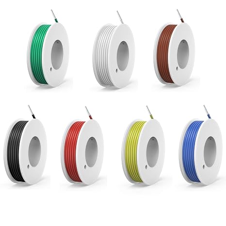 Haerkn 22awg 0.35mm² Solid Electrical wire Cable Kit 7 colors 26ft each