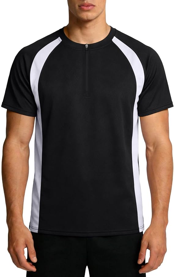 Men's Quarter Zip Pullover Crew Neck Short Sleeve Shirts Lightweight Casual Tee Casual Loose Fit Tops Golf Shirts