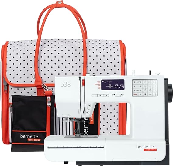 Bernette B38 Computerized Sewing Machine for Quilting & Embroidery with Free Tote Bag Heavy-Duty, Portable with LCD Display for Seamless Stitching & Creative Sewing Projects