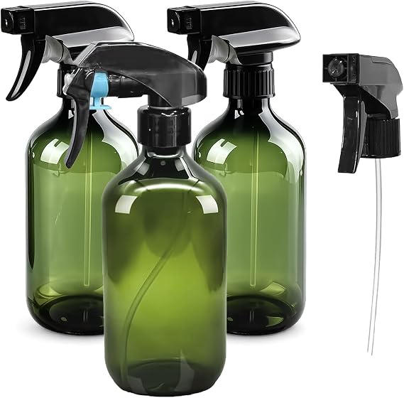 3 Pcs Spray Bottles, Refillable Empty 500ml Plastic Spray Bottles, with Spare Nozzles for Cleaning, Hair Care, and Plant Misting