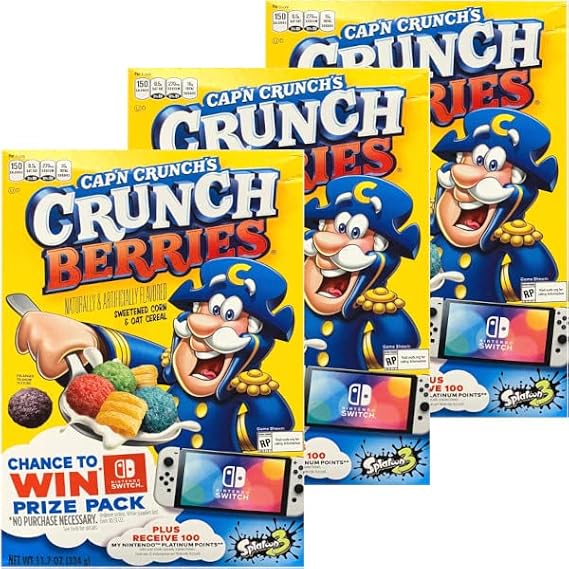 Cap'n Crunch Captain Crunch Cone & Oatmeal Cereal, Set of 3 Parallel Import Crunch Berry, 3 Boxes
