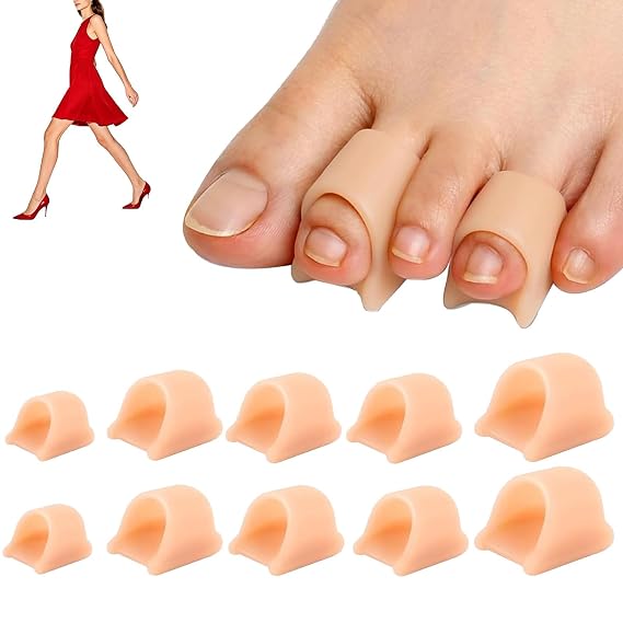 Hammertoe Corrector-10 PCS Soft Toe Separators for Women and Men Gel Toe Straighteners for Crooked, Claw, Bent,Curled Toes, Toe Splints Includes 3 Size