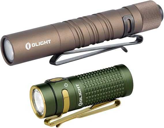 OLIGHT I3T EOS 180 Lumens Dual-Output Slim EDC Flashlight Bundle with Baton4 Rechargeable EDC Flashlight, LED Light 1300 Lumens with Magnetic Charging Cable