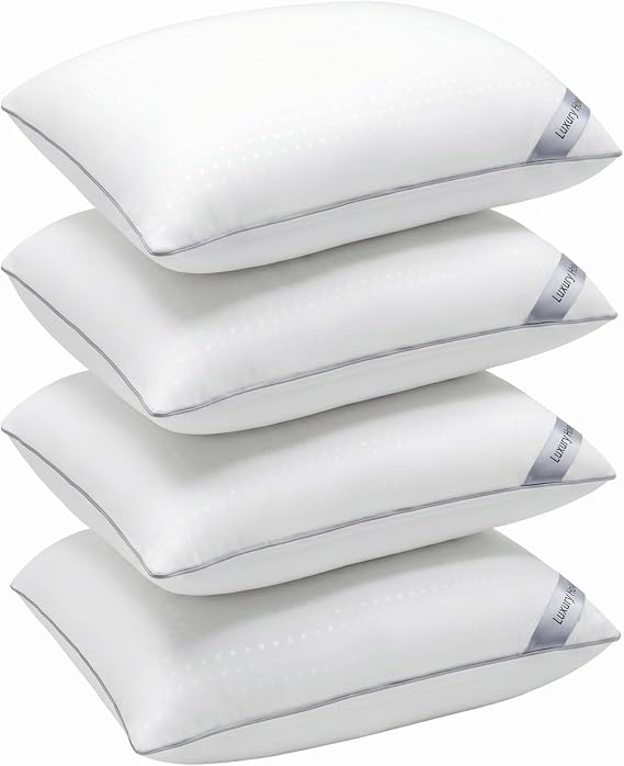 Standard Size Bed Pillows for Sleeping Set of 4,4 Pack Great Support Luxury Hotel Pillows for Side,Stomach and Back Sleepers(4 Pack)