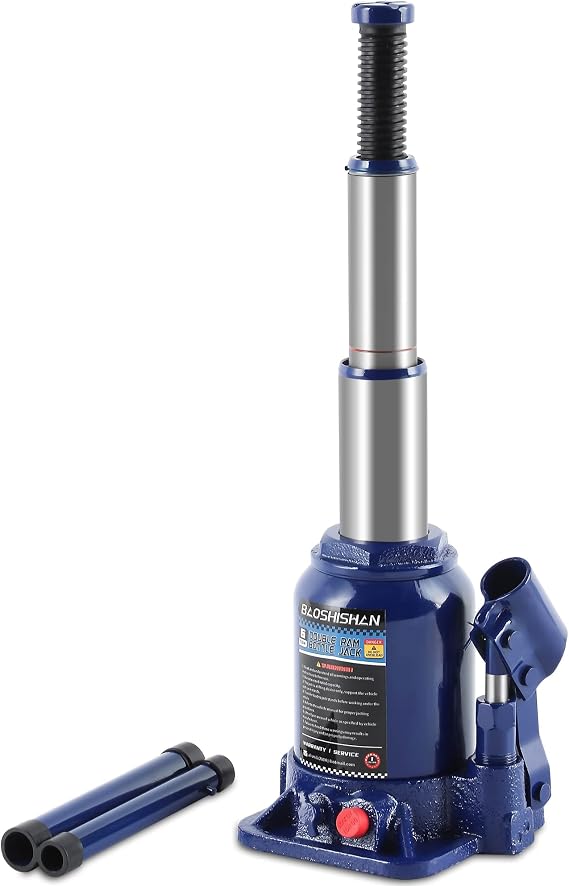BAOSHISHAN 6 Ton Double Ram Bottle Jack 6.3" to 15.75" Lift Range