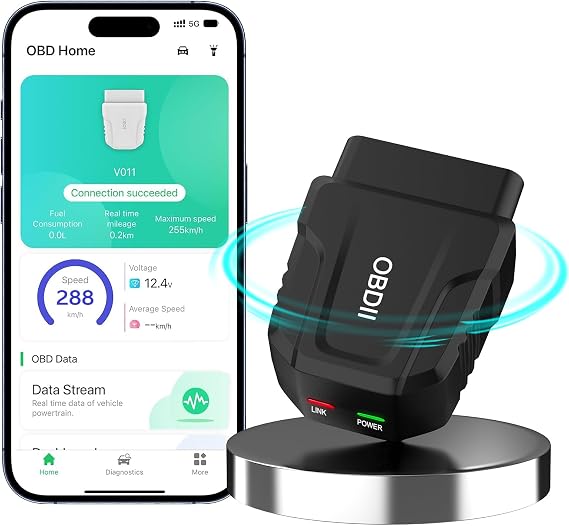 OBD2 Scanner Bluetooth 5.4 Car Auto Diagnostic Scan Tool for iOS iPhone Android Check Engine Light Reset Wireless OBD II Code Reader App for ODB2 Performance Testing All Vehicles 1996 and Up