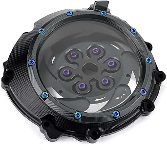 CNC Clear Clutch Cover and Spring Retainer Compatible with S1000RR S1000R S1000XR Solid Billet Accessories(Black)