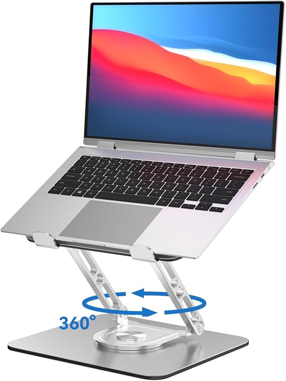 Laptop Stand for Desk Adjustable Computer Stand with 360 Rotating Base Ergonomic Laptop Riser Mount for Desk Foldable Protable Computer Desk Fits with MacBook Pro Air, Rectangle