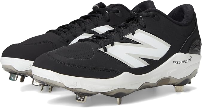 New Balance Men's Fresh Foam X 3000 V7 Baseball Shoe, Black Synthetic/White, 7.5 M