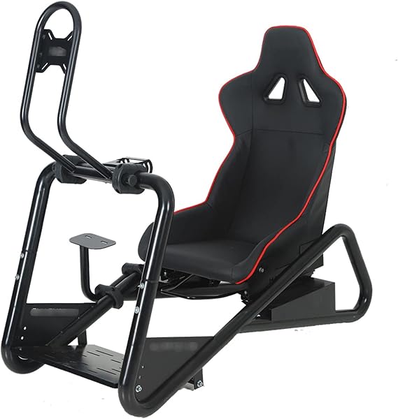 Racing Simulator Cockpit, Adjustable Stand with Racing Seat, Supportive Foam and Leather, Ergonomic Design for Enhanced Gaming Experience