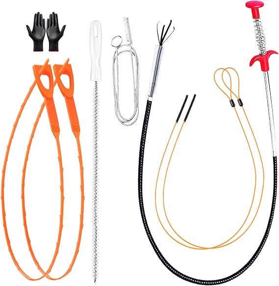 4 Claw Drain Unblocker Tool Toilet Unblocker, 8 Piece Set