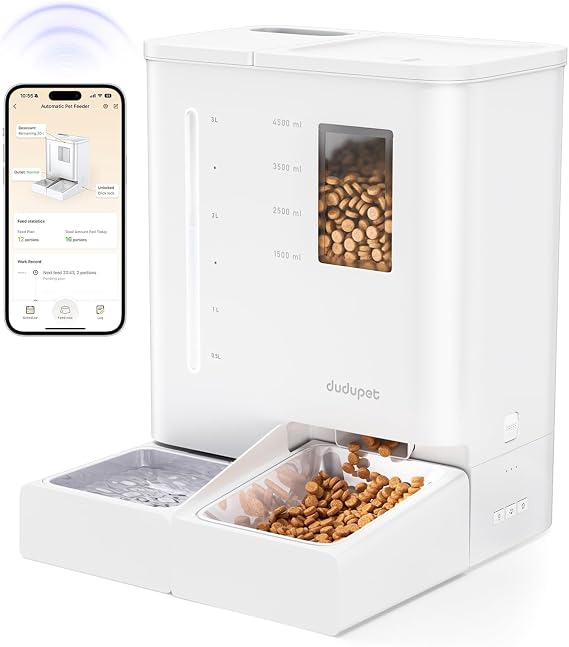 5L Automatic Cat Feeder 5G WIFI + 4L Water Fountain, 2 in 1 Smart Pet Food Dispenser with APP Control, Voice Recording, Dual Power Supply, Freshness Preservation for Cats and Small Dogs