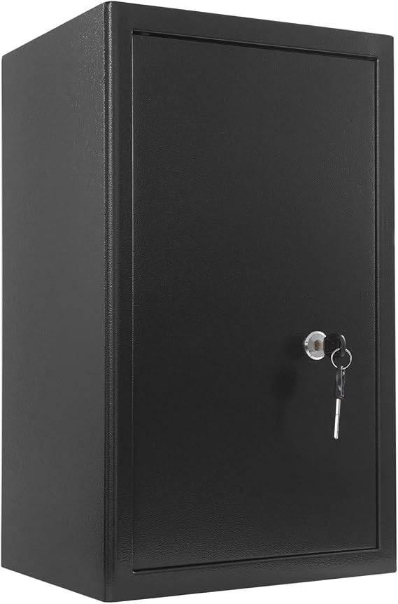 Home Safe Box 60L, Large Security Safe with 3 Locking Bolts & Hidden Hinge, Wall Mountable or Freestanding, Removable Shelf – Heavy Duty
