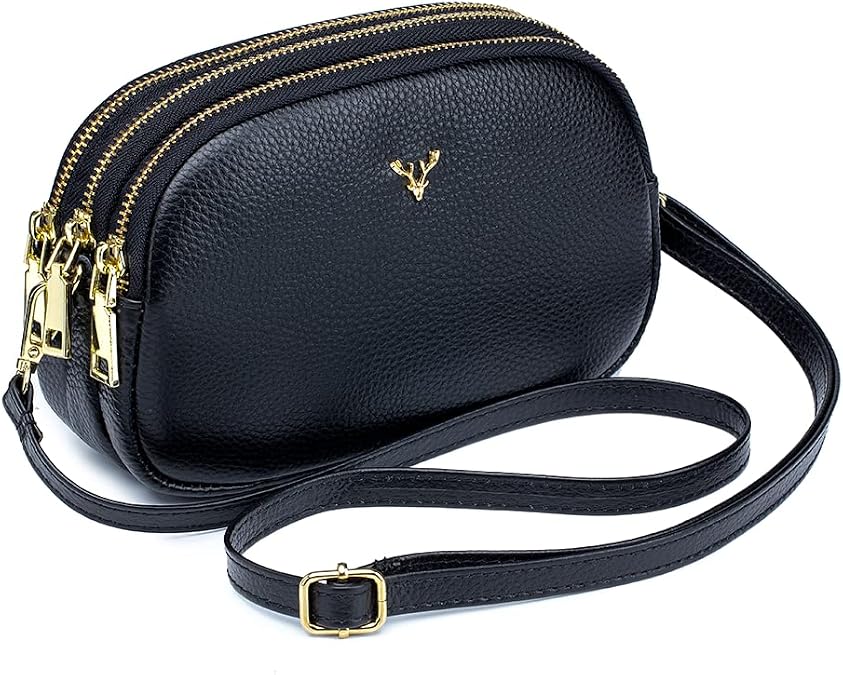 Small Crossbody Bags Genuine Leather Shoulder Handbags Trendy Design Cellphone Purses for Women and Girls