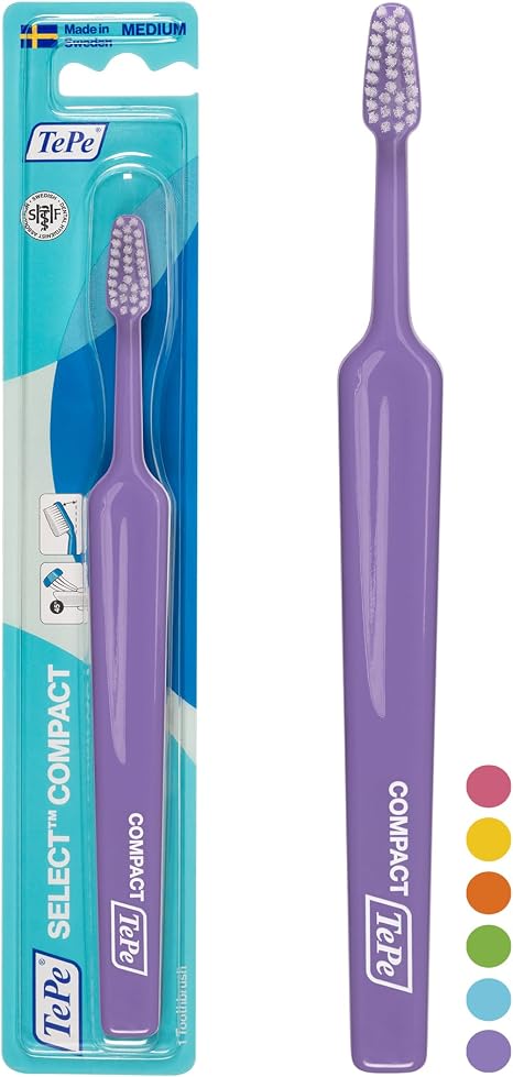 TePe Select Compact Zahnbürste Medium 1 Stk. effiziente und leicht zugängliche Reinigung mit spitz zulaufendem Bürstenkopf Zahnbürste Medium für Erwachsene