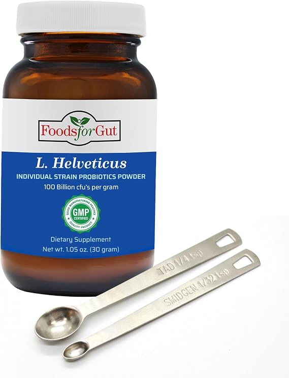 Foods For Gut Lactobacillus Helveticus Probiotic Powder 100 Billion cfu's | No Additives | Direct from Manufacturer | No Third-Party Storage | Immune Support | L. Helveticus | 30 Grams (1.05 Oz)