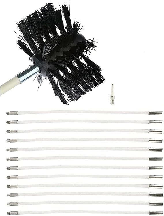 chimney sweep kit Chimney Cleaning Brush, Diameter Chimney Brushes With Flexible Rods Heads Cleaning Tool Kit For Air Conditioner, Fireplace, Washing(12 Rods,410mm)